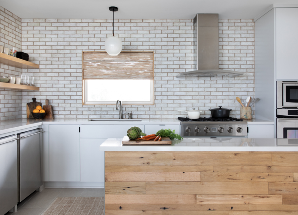 minimal orb pendant light in kitchen